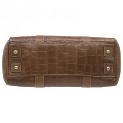 Pre Owned Mulberry Brown Croc Embossed Leather Bayswater Satchel