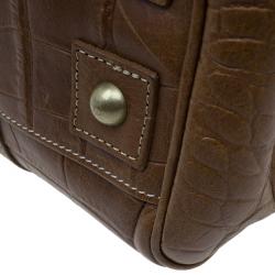 Pre Owned Mulberry Brown Croc Embossed Leather Bayswater Satchel