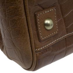 Pre Owned Mulberry Brown Croc Embossed Leather Bayswater Satchel