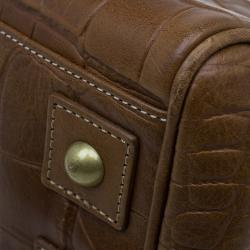 Pre Owned Mulberry Brown Croc Embossed Leather Bayswater Satchel