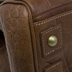 Pre Owned Mulberry Brown Croc Embossed Leather Bayswater Satchel