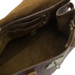 Pre Owned Mulberry Brown Croc Embossed Leather Bayswater Satchel