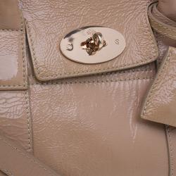 Pre Owned Mulberry Blush Pink Wrinkled Patent Leather Small Bayswater Satchel