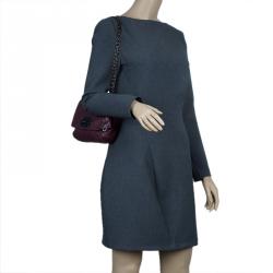 Pre Owned Mulberry Plum Snake Embossed Leather Small Lily Shoulder Bag
