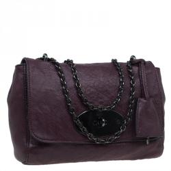 Pre Owned Mulberry Plum Snake Embossed Leather Small Lily Shoulder Bag
