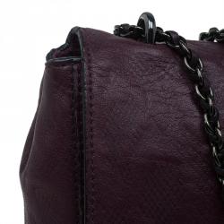 Pre Owned Mulberry Plum Snake Embossed Leather Small Lily Shoulder Bag