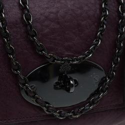 Pre Owned Mulberry Plum Snake Embossed Leather Small Lily Shoulder Bag