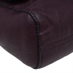 Pre Owned Mulberry Plum Snake Embossed Leather Small Lily Shoulder Bag