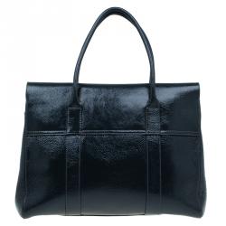 Pre Owned Mulberry Dark Grey Patent Leather Bayswater Satchel