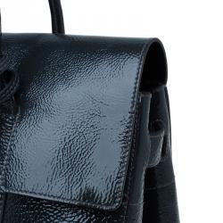 Pre Owned Mulberry Dark Grey Patent Leather Bayswater Satchel