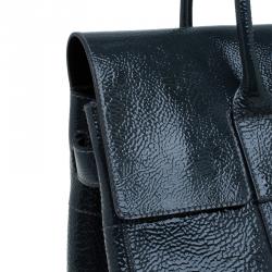 Pre Owned Mulberry Dark Grey Patent Leather Bayswater Satchel