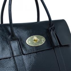 Pre Owned Mulberry Dark Grey Patent Leather Bayswater Satchel