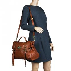 Pre Owned Mulberry Brown Leather Oversized Alexa Satchel Bag