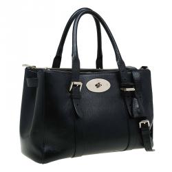 Pre Owned Mulberry Black Leather Bayswater Double Zip Tote