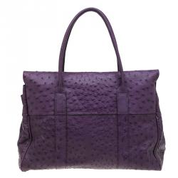 Pre Owned Mulberry Purple Ostrich Leather Bayswater Satchel