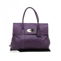 Pre Owned Mulberry Purple Ostrich Leather Bayswater Satchel
