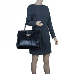 Pre Owned Mulberry Black Bayswater Silky Snake Print Tote