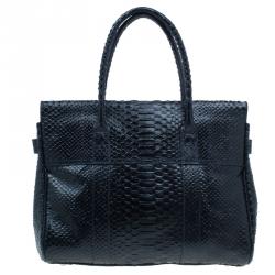 Pre Owned Mulberry Black Bayswater Silky Snake Print Tote