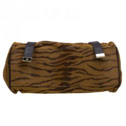 Pre Owned Mulberry Brown Zebra Print Calf Hair And Lizard Embossed Alexa Shoulder Bag