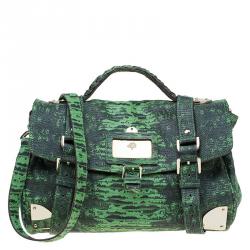 Mulberry Green Lizard Embossed Leather Alexa Shoulder Bag