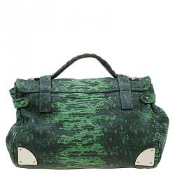 Mulberry Green Lizard Embossed Leather Alexa Shoulder Bag