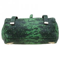Mulberry Green Lizard Embossed Leather Alexa Shoulder Bag
