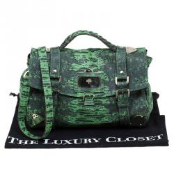 Mulberry Green Lizard Embossed Leather Alexa Shoulder Bag