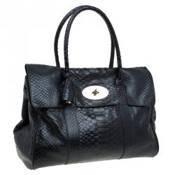 Mulberry Black Silky Snake Shine Print Leather Bayswater Satchel