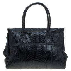 Mulberry Black Silky Snake Shine Print Leather Bayswater Satchel