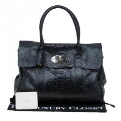Mulberry Black Silky Snake Shine Print Leather Bayswater Satchel