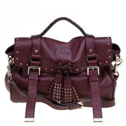 Mulberry Burgundy Leather Studded Tassel Alexa Satchel