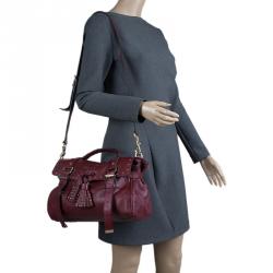 Mulberry Burgundy Leather Studded Tassel Alexa Satchel