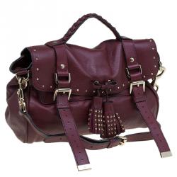 Mulberry Burgundy Leather Studded Tassel Alexa Satchel