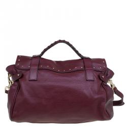 Mulberry Burgundy Leather Studded Tassel Alexa Satchel