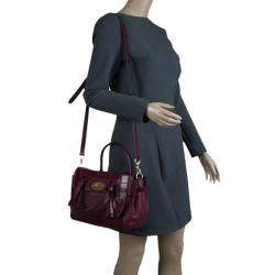 Pre Owned Mulberry Burgundy Leather Heritage Bayswater Satchel