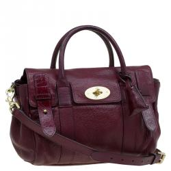 Pre Owned Mulberry Burgundy Leather Heritage Bayswater Satchel
