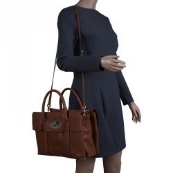 Pre Owned Mulberry Brown Pebbled Leather Double Sided Bayswater Satchel