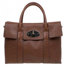 Pre Owned Mulberry Brown Pebbled Leather Double Sided Bayswater Satchel