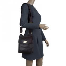 Pre Owned Mulberry Dark Brown Leather Antony Crossbody Bag
