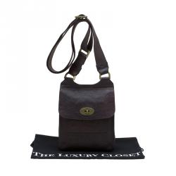 Pre Owned Mulberry Dark Brown Leather Antony Crossbody Bag
