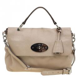 Pre Owned Mulberry Beige Leather Postmans Lock Satchel