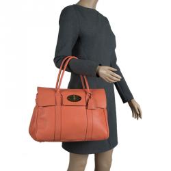 Pre Owned Mulberry Orange Leather Bayswater Satchel