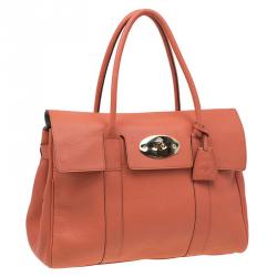 Pre Owned Mulberry Orange Leather Bayswater Satchel