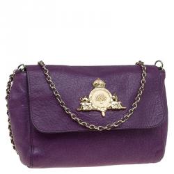 Pre Owned Mulberry Purple Leather Small Margaret Crossbody Bag