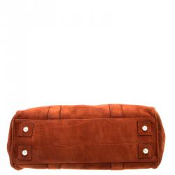 Mulberry Orange Croc Embossed Suede Bayswater Satchel