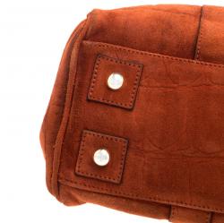 Mulberry Orange Croc Embossed Suede Bayswater Satchel