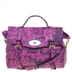 Mulberry Pink Leopard Print Leather Oversized Alexa Satchel