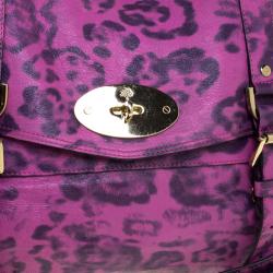 Mulberry Pink Leopard Print Leather Oversized Alexa Satchel