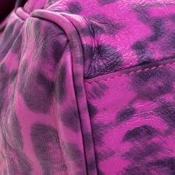 Mulberry Pink Leopard Print Leather Oversized Alexa Satchel