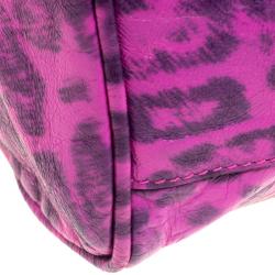 Mulberry Pink Leopard Print Leather Oversized Alexa Satchel
